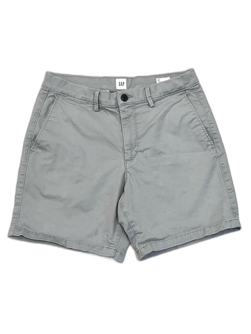 GAP Men’s Classic Gray Essential Khaki 7” Short Chino 30 Waist Shorts w Pockets